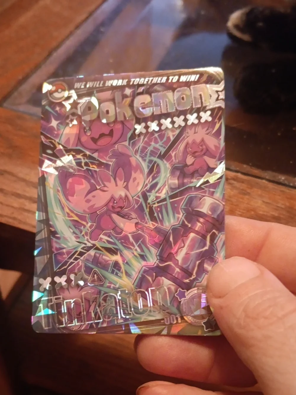 Pokemon Tinkaton Holographic Card - Purple, Pink